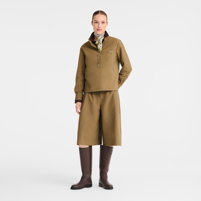Top , Olive - Technical poplin