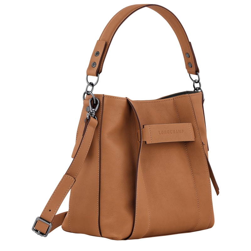 Sac bandouli&egrave;re S Longchamp 3D , Cuir - Naturel  - Vue 3 de 6