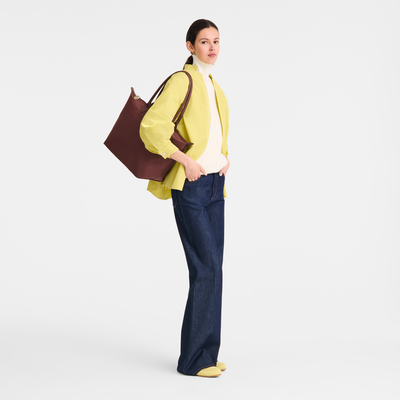 Le Pliage One L Tote bag , Burgundy - Recycled canvas