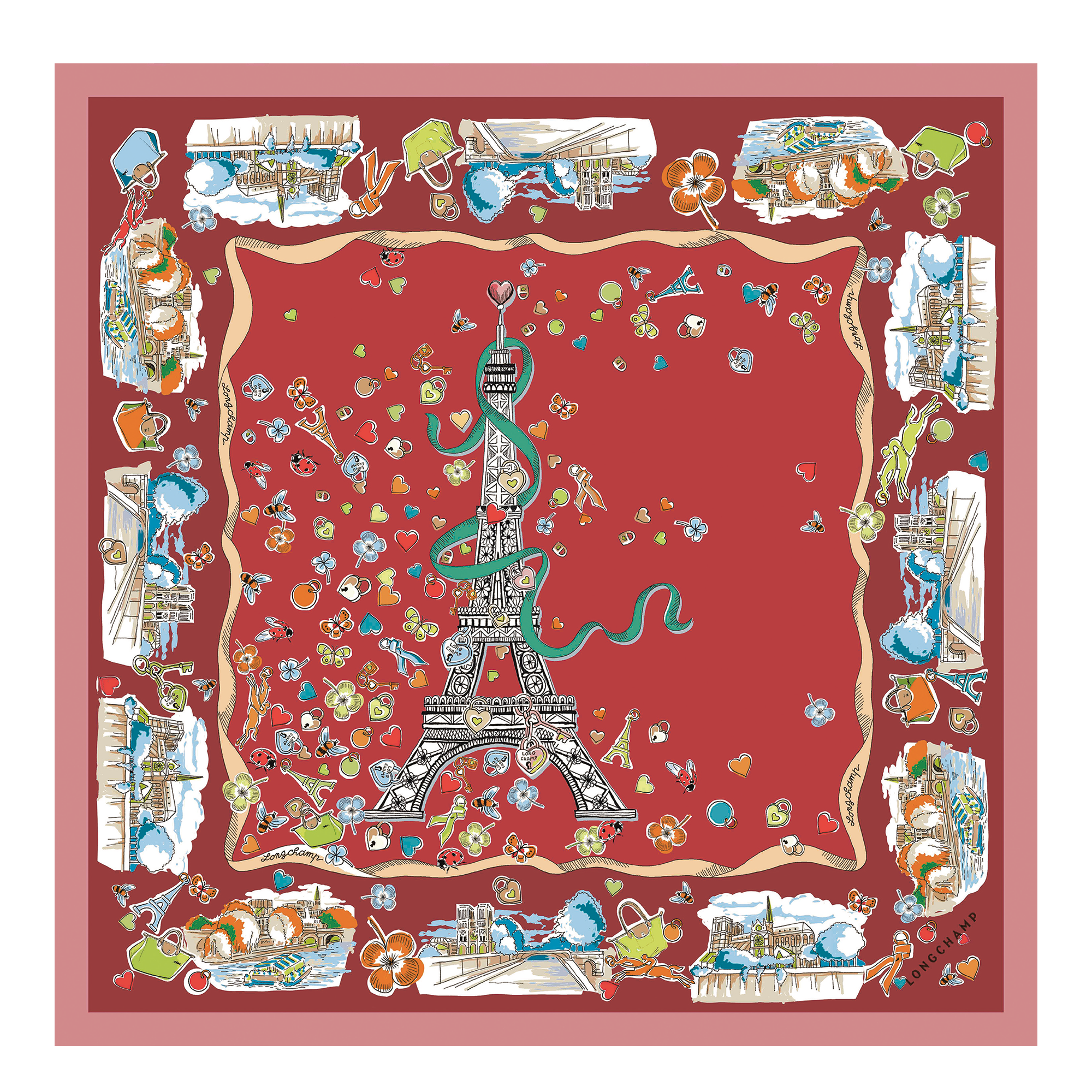 Tour Enchant&eacute;e Silk scarf 50, Terracotta