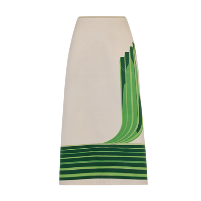 Skirt , Heritage Green - Printed gabardine
