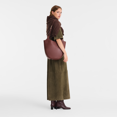Le Foulonn&eacute; L Hobo bag , Coffee - Leather