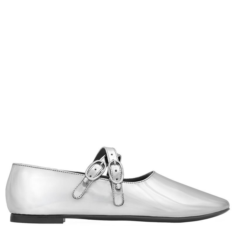 Ballerines Le Foulonn&eacute; , Cuir - Argent  - Vue 1 de 4