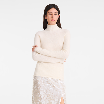 null High neck sweater, Ivory